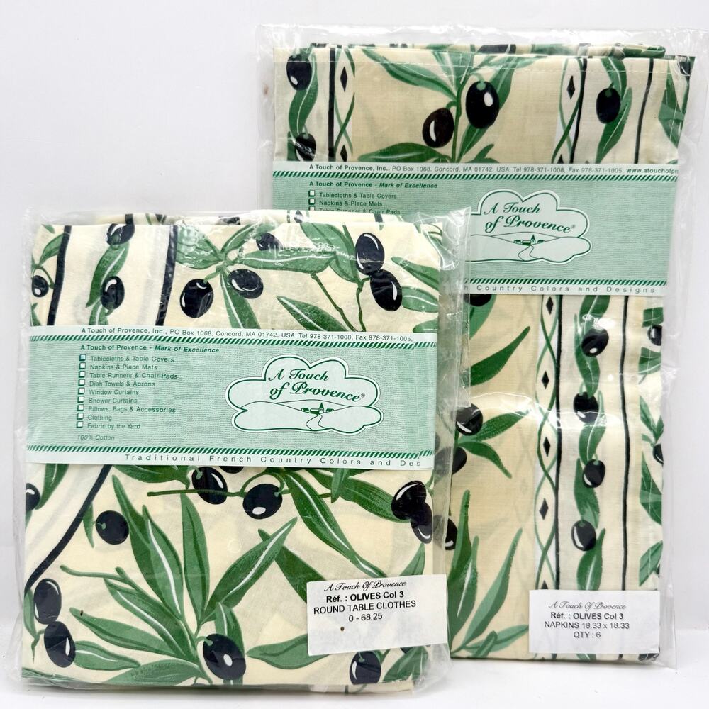 A Touch of French Provence Tablecloth 68" Round + 6 Napkins 18" Set 100% Cotton - Picture 2 of 7